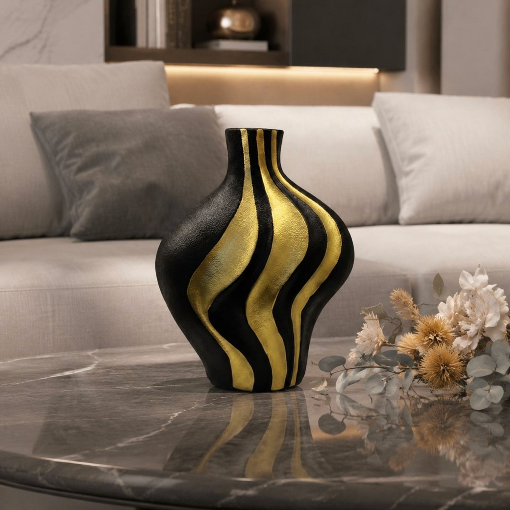 Art Deco Black Ceramic Vase