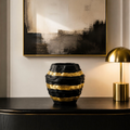 Art Deco Black & Gold Round Vase