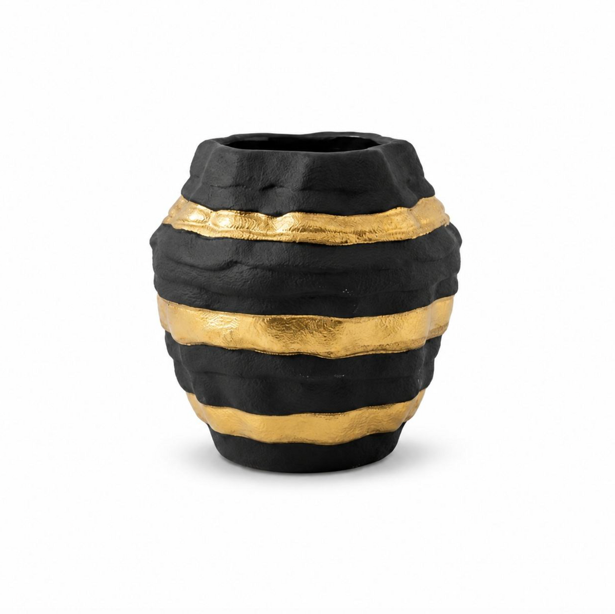 Art Deco Black & Gold Round Vase
