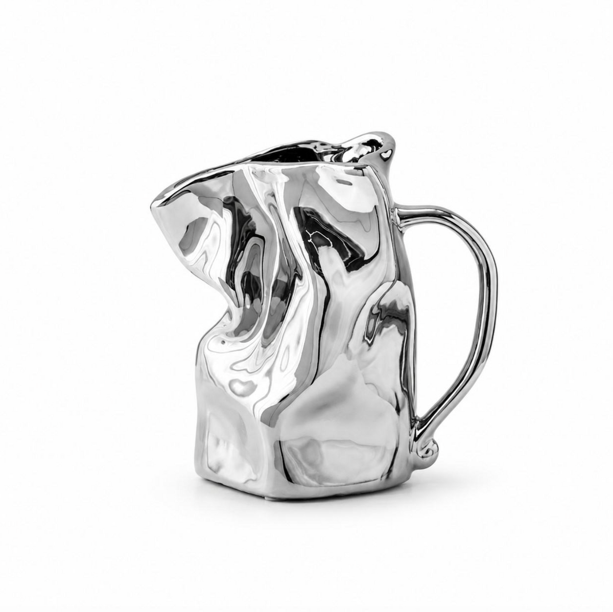 Silver Electroplated Ceramic Pitcher Vase