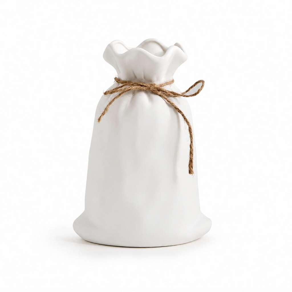White Ceramic Sack-Shaped Vase