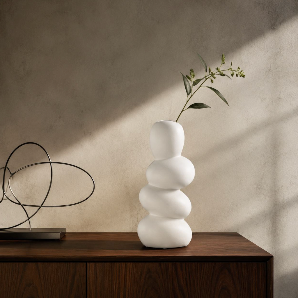 Minimalist White Ceramic Tabletop Vase